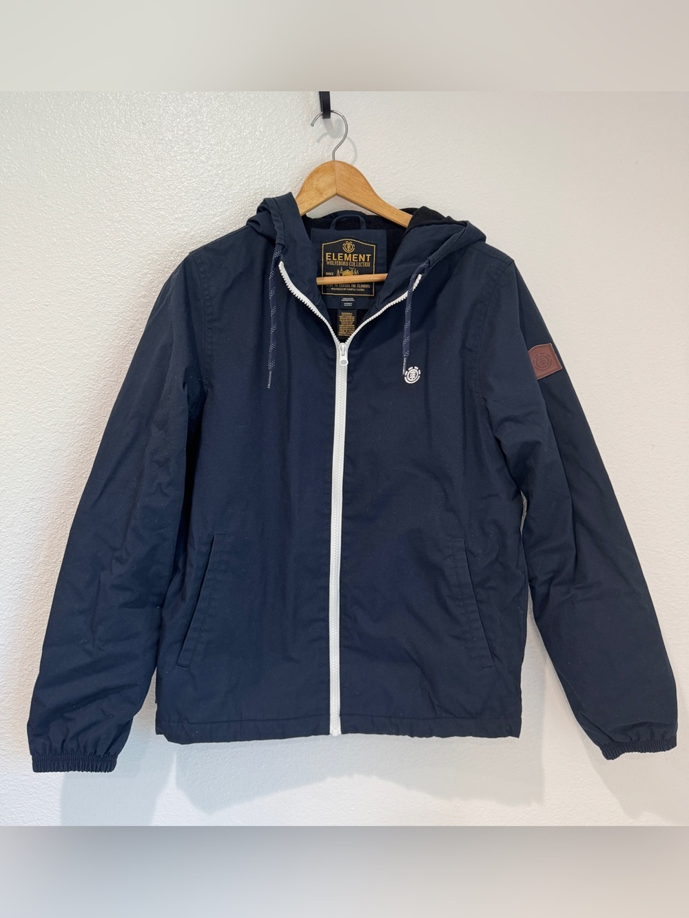 Element Wolfeboro Navy Blue Fleece Lined Hooded Full Zip Up Coat Skate Men’s S
